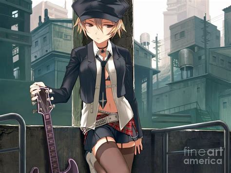 Pretty Hentai Girl Guitarist Ultra Hd Drawing By Hi Res Fine Art America