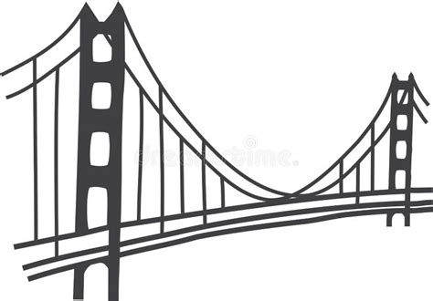 Golden Gate Bridge drawing stock illustration. Illustration of ...