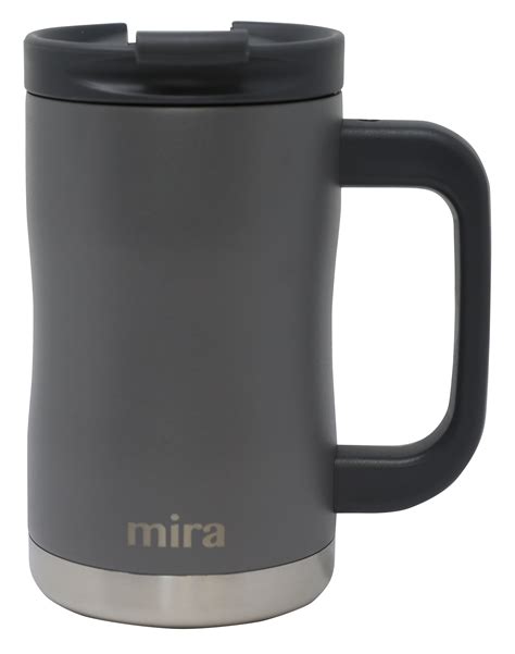 Mira Oz Coffee Mug With Handle Screw On Lid Stainless Steel Vacuum