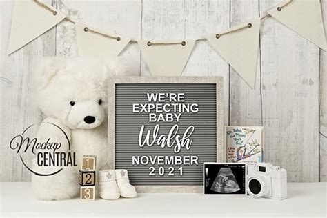 Pregnancy Announcement Letterboard Mockup Template Psd 741948