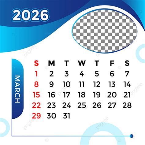 Calendario Mensual 2026 Mes De Marzo Vector Descarga Gratuita De