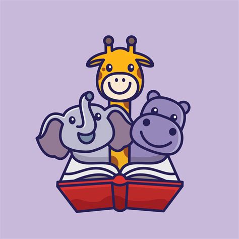 Animal Book Cute Logo Illustration Animals Out Of Books Cute