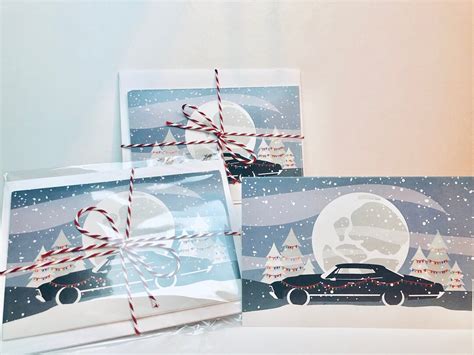 Snowy Impala Christmas Cards Etsy