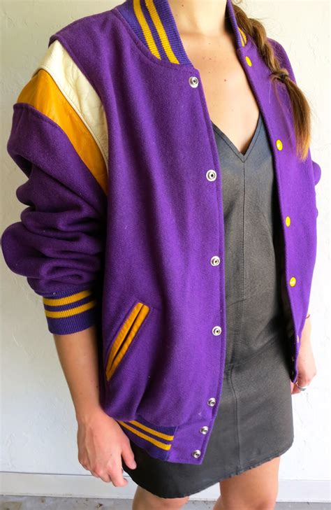 Purple And Yellow Lakers Letterman Jacket