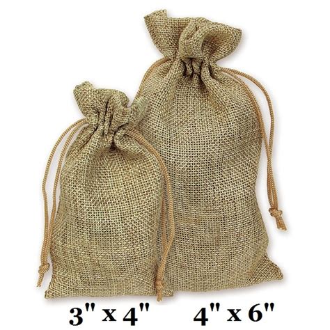 Natural Burlap Fabric Drawstring Bags - 12Bags/Pk (3" x 4") - 888 ...