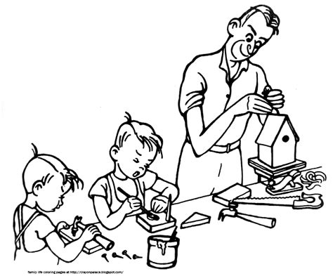 Tiny House Father Son Coloring Page