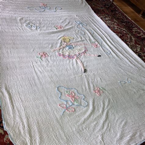 Vintage 50s Chenille Ballerina Bedspread 72 X 96 Issues Ebay