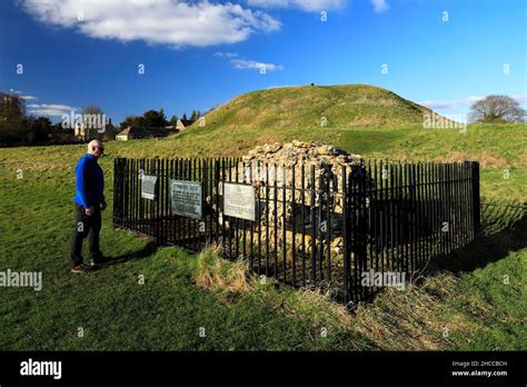 The ruins of Fotheringhay Castle, river Nene, Fotheringhay village ...