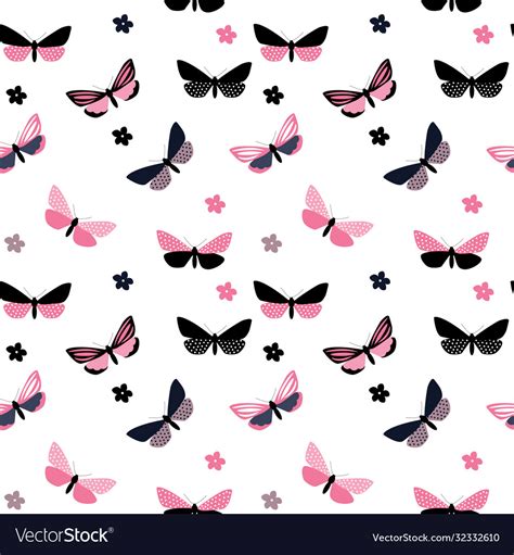 Abstract Hand Drawn Butterfly Seamless Pattern Vector Image