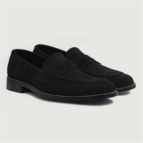 Baxton Black Suede Leather Loafers For Men The Jacket Maker