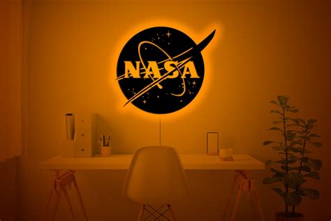 Nasa Wall Art Nasa Logo Wall Decor Nasa Wall Decal Rgb Led Lights