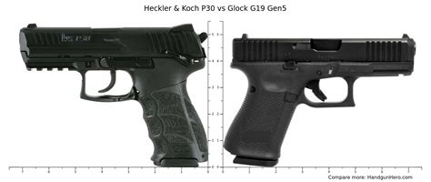 Heckler Koch P30 Vs Glock G19 Gen5 Size Comparison Handgun Hero