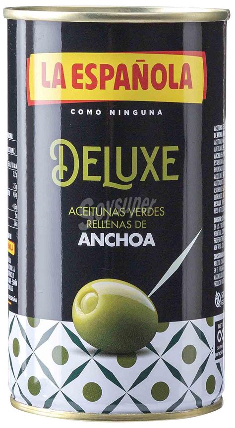 La Espa Ola Deluxe Aceitunas Rellenas De Anchoa Lata G Neto Escurrido