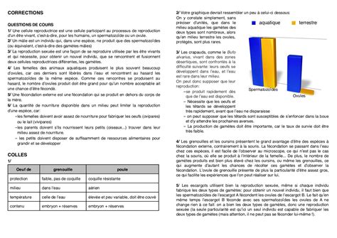 La Reproduction Sexuée Des êtres Vivants Corrigés Dexercices