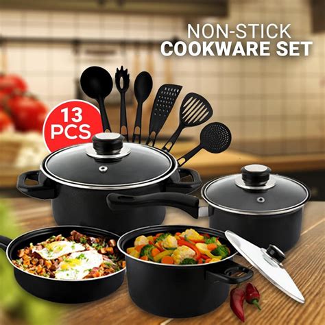 Jual Cookware Set 13 In 1 Peralatan Masak Dapur Panci Tutup Teflon Kitchen Tools Home