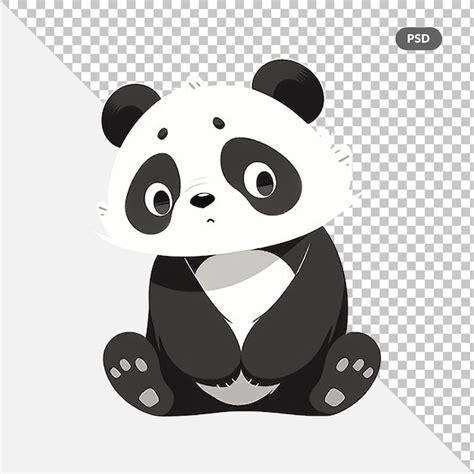 Premium PSD Cute Cartoon Panda Sitting On Ground