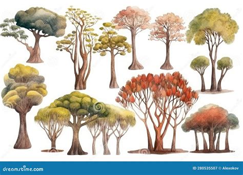 Kapok Tree Forest Collection Hand Drawn Trees Pack Stock