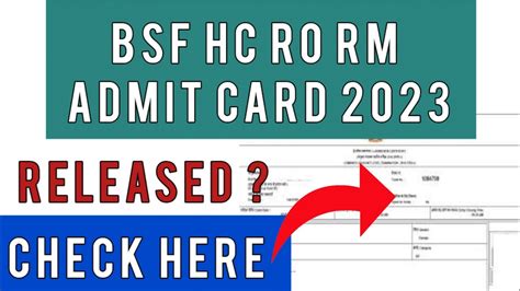 Bsf Hc Ro Rm Admit Card How To Check Bsf Hc Ro Rm Admit Card