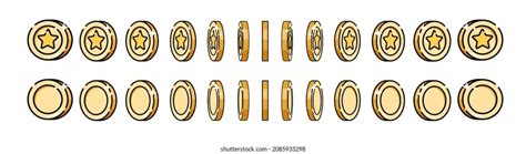 coin turnaround rotation  angles animation stock vector