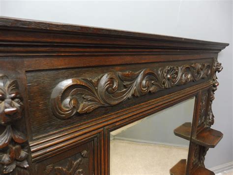 Victorian Carved Oak Over Mantle Mirror