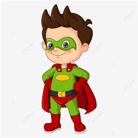 Gambar Kartun Anak Superhero Bahagia Berpose, Anak Laki Laki, Lucu, Kedudukan PNG dan Vektor ...