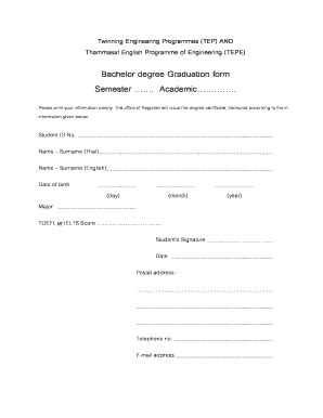 Fillable Online Bachelor Degree Graduation Form Pdf Tep Tepe Fax