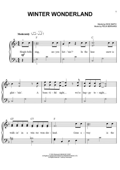 Winter Wonderland Piano Sheet Music | OnlinePianist