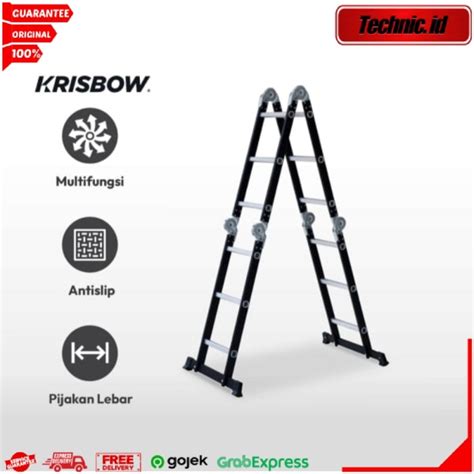 Promo Krisbow 3 Meter Tangga Lipat Aluminium Steel 4x3 Step Tangga