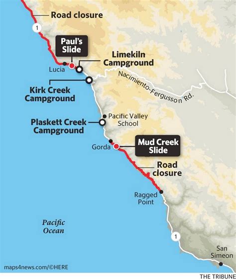 California Highway 1 Closure Map | Wells Printable Map