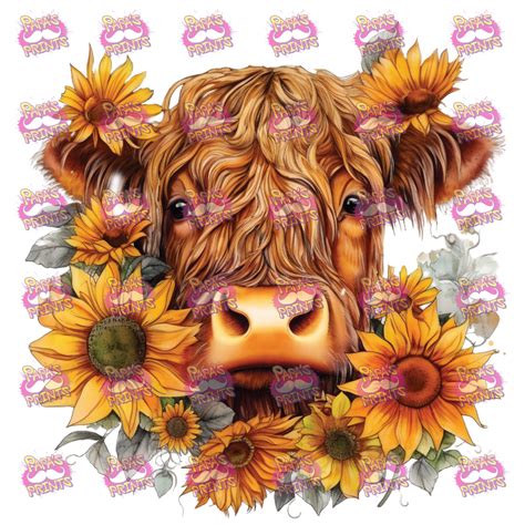 Highland Cow Sunflowers Damn Good Decal Papas Prints