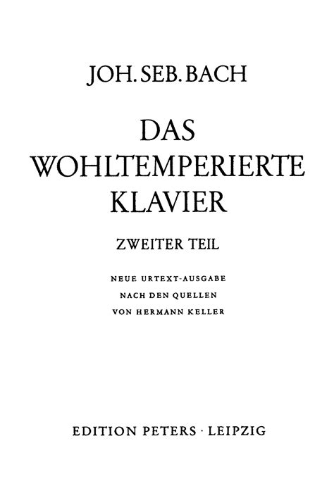 Das Wohltemperierte Klavier Ii Bwv Bach Johann Sebastian