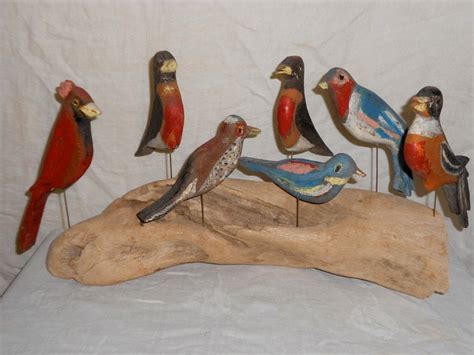 Folk Art Wooden Birds Hand Carved Hand Painted At Stdibs