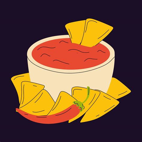 Nachos And Chili Pepper Salsa Vector Isolated Icon Mexico Nachos Chips Fast Food Snack 14831388