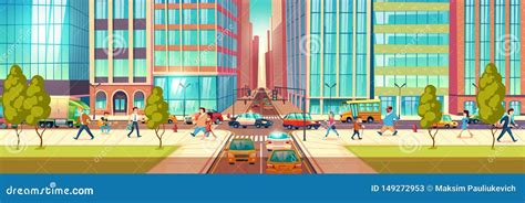 Metropolis Busy Street Cartoon Vector Concept Stock Vector