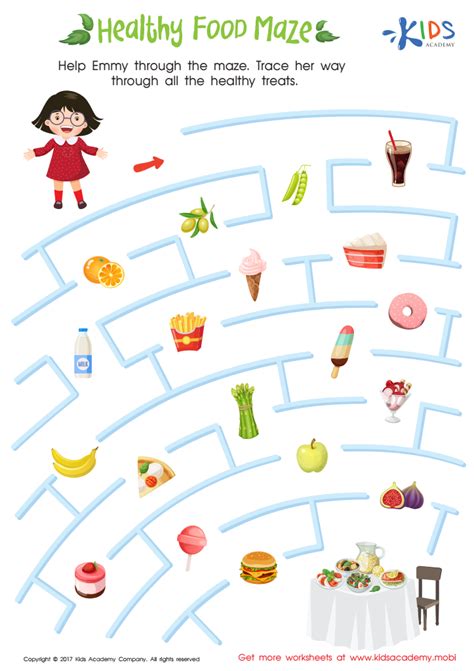 Healthy Food Maze Printable: Free Printout for Children