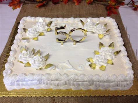 This Simple Anniversary Sheet Cake Had A Gold And Diamond Pic In The C