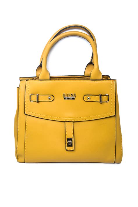 Sac à Main en Cuir 3 Pièces Couleur Jaune Moutarde