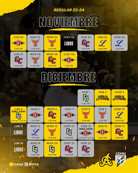 Calendario Águilas Cibaeñas