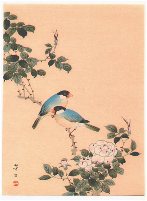 Kikuchi Hobun Two Blue Birds Artelino Ukiyo E Search