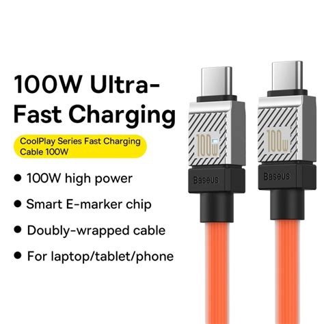 Baseus Coolplay Usb C Usb C Kabel 100w 1m Orange