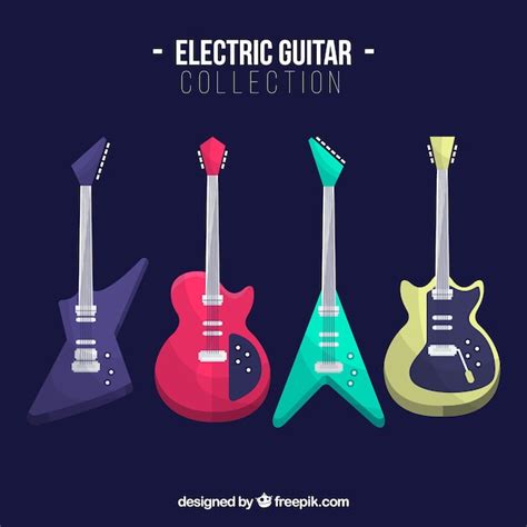 Colección plana de guitarras eléctricas de colores | Descargar Vectores ...