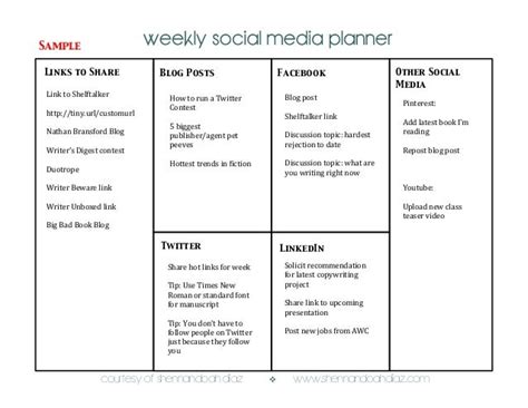 Weekly Social Media Planner