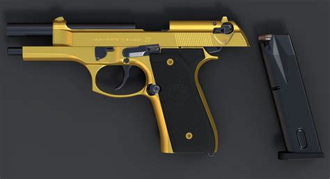 Beretta M9 Gold Model Turbosquid 1397321