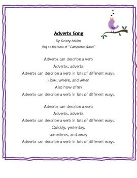 Adverbs Song by Kelsey's Creations | TPT