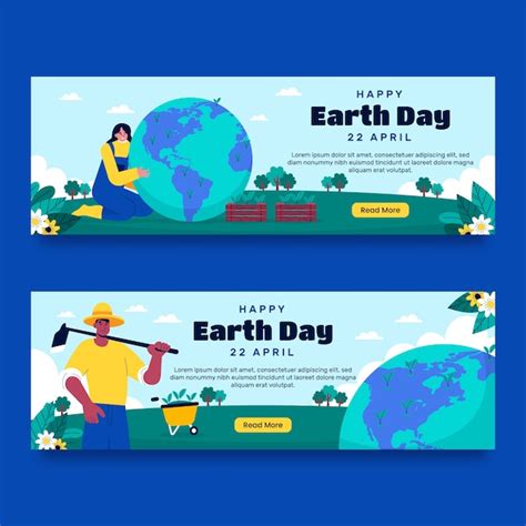 Free Vector Flat Horizontal Banner Template For Earth Day Celebration