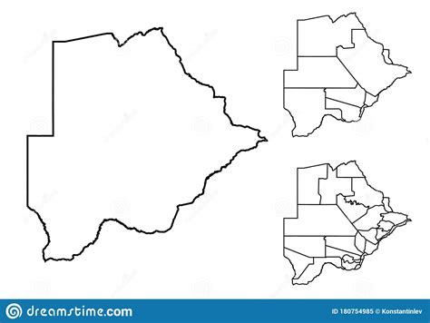 Regiones Administrativas Del Esquema Botswana Stock De Ilustración