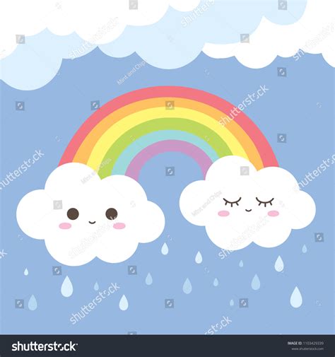 Cute Rainbow Clouds Smile Face Witn Stock Vector (Royalty Free ...