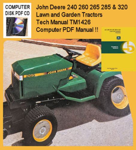 John Deere 240 245 260 285 320 Lawn And Garden Tractor Computer Manual Pdf Cd Ebay