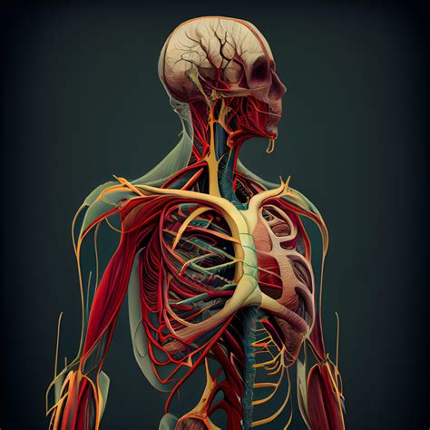 Human body anatomy with lungs, circulatory system and cardiovascular system on gray background ...