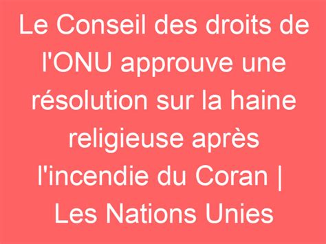 Le Conseil des droits de l ONU approuve une résolution sur la haine